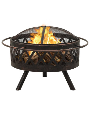 Braciere Rustico con Attizzatoio 76 cm XXL in Acciaio