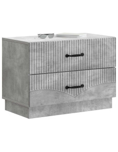 Armadio da Notte Grigio Cemento 62 x 34,5 x 44,5 cm 2
