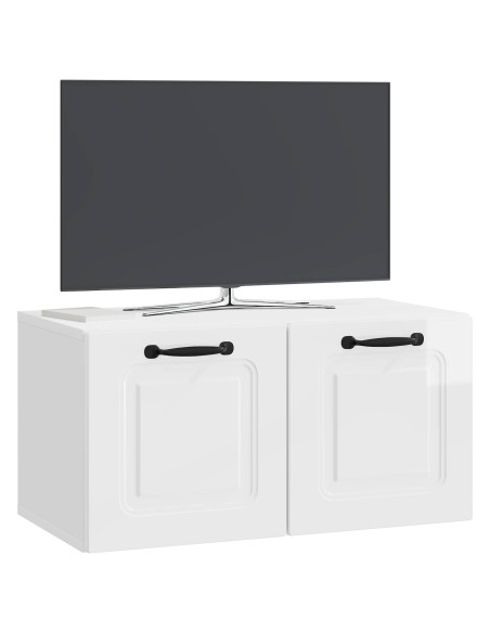 Mobile Porta TV da Muro Bianco Lucido 59,5 x 31 x 30 cm