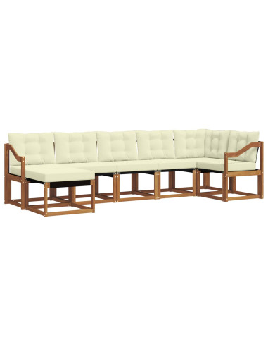 Set di divani da esterno con cuscino 7 pcs Naturale e Crema