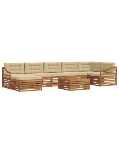 Set divani 8 pcs Naturale e Beige Legno di Acacia Massello 2