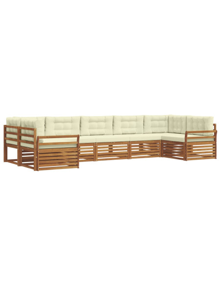 Set divani 7 pcs Naturale e Crema Legno di Acacia Massello