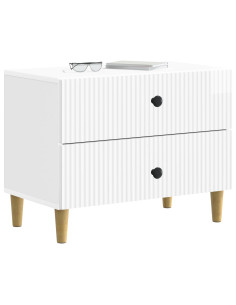 Armadio da Notte con cassetto Bianco Lucido 62 x 34,5 x 48 cm 2