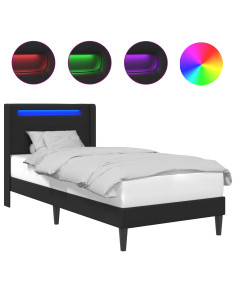 Struttura del letto con strisce LED Nero 80 x 200 cm Similpelle 2