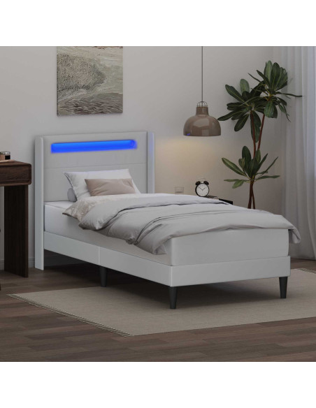 Struttura del letto con testiera Bianco 90 x 190 cm Similpelle