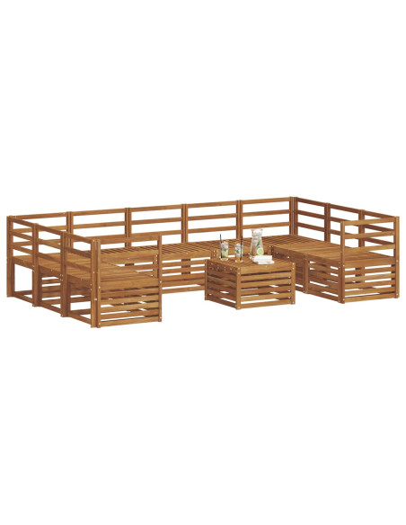 Set divani 10 pcs Naturale Legno di Acacia Massello