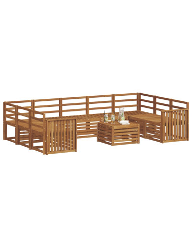 Set divani 10 pcs Naturale Legno di Acacia Massello