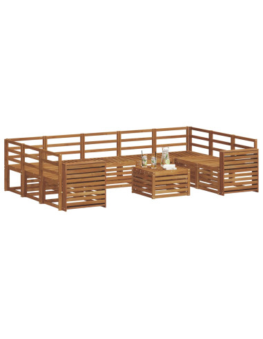 Set divani 10 pcs Naturale Legno di Acacia Massello