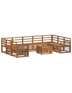 Set divani 10 pcs Naturale Legno di Acacia Massello 2