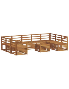 Set divani 10 pcs Naturale Legno di Acacia Massello 2