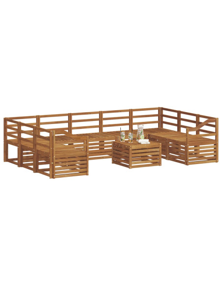 Set divani 10 pcs Naturale Legno di Acacia Massello