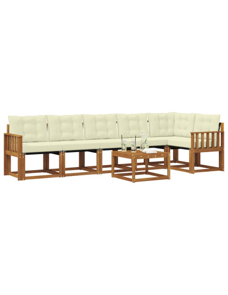 Set di divani da esterno con cuscino 7 pcs Naturale e Crema