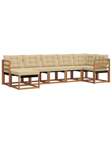 Set di divani con cuscino 7 pcs Naturale e Beige