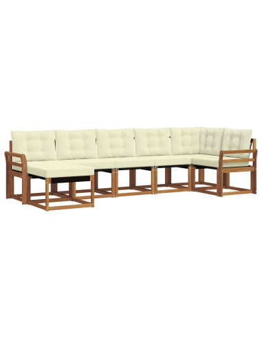 Set di divani da esterno con cuscino 7 pcs Naturale e Crema