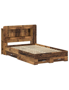 Telaio del letto con storage Legno antico 120 x 190 cm 2