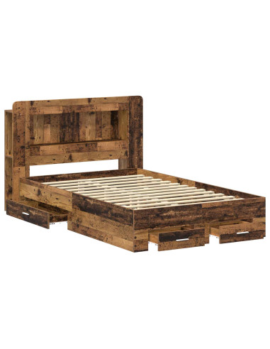 Telaio del letto con storage Legno antico 120 x 190 cm
