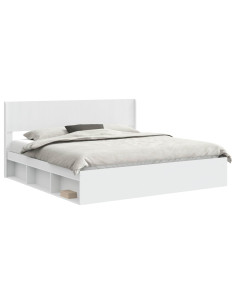 Struttura del letto con stoccaggio e testata Bianco 2