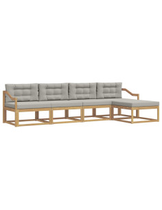 Set di divani da esterno 4 pcs Bianco e Grigio Chiaro 2