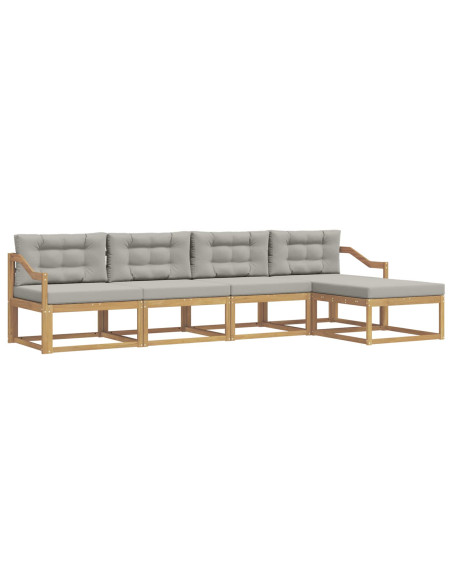 Set di divani da esterno 4 pcs Bianco e Grigio Chiaro