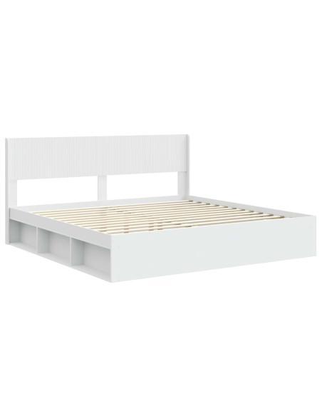 Struttura del letto con stoccaggio e testata Bianco