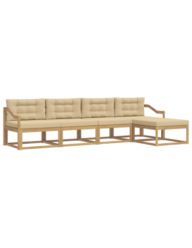 Set di divani da esterno 4 pcs Bianco e Beige Poliestere