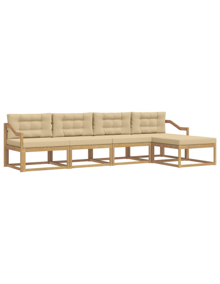 Set di divani da esterno 4 pcs Bianco e Beige Poliestere