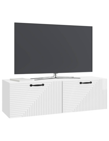 Mobile Porta TV da Muro Bianco Lucido 98 x 31 x 30 cm