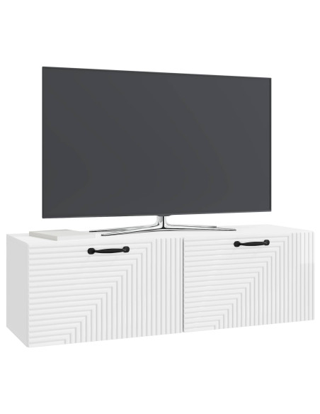 Mobile Porta TV da Muro Bianco Lucido 98 x 31 x 30 cm