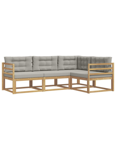 Set di divani da esterno 3 pcs Bianco e Grigio Chiaro