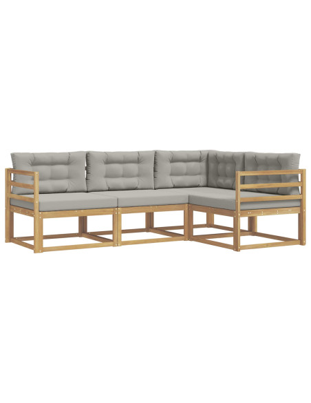 Set di divani da esterno 3 pcs Bianco e Grigio Chiaro