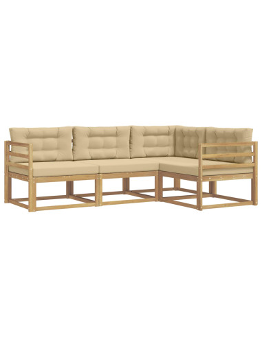Set di divani da esterno 3 pcs Bianco e Beige Poliestere