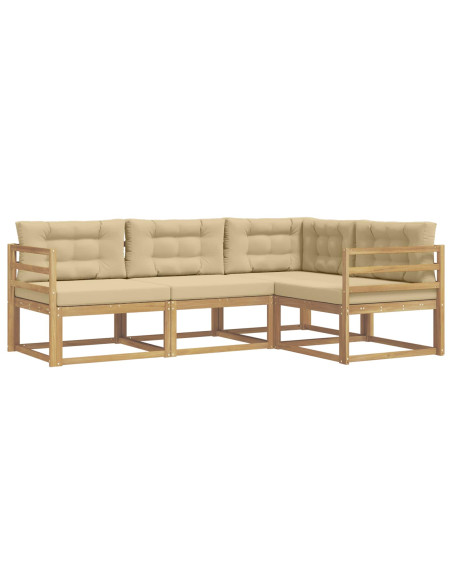 Set di divani da esterno 3 pcs Bianco e Beige Poliestere