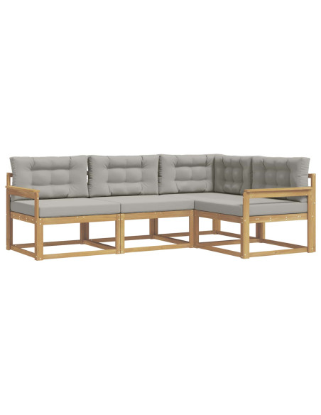 Set di divani da esterno 3 pcs Bianco e Grigio Chiaro