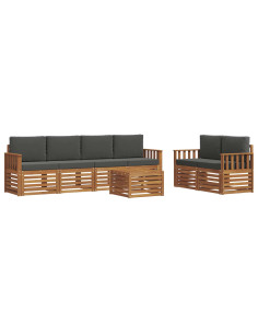 Set di divani da esterno con cuscino Naturale e Antracite 2