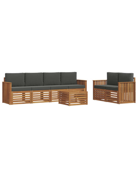 Set di divani da esterno con cuscino 7 pcs Naturale e Antracite