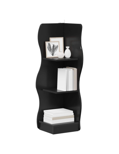 Mensola angolare Nero 34 x 33 x 102 cm Legno ingegnerizzato