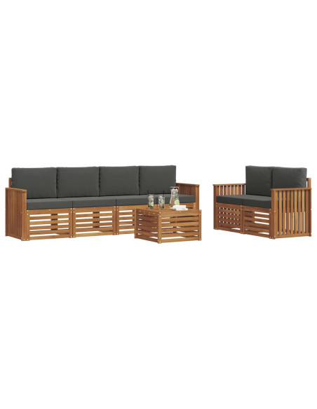 Set di divani da esterno con cuscino 7 pcs Naturale e Antracite