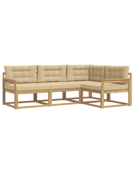 Set di divani da esterno 3 pcs Bianco e Beige Poliestere