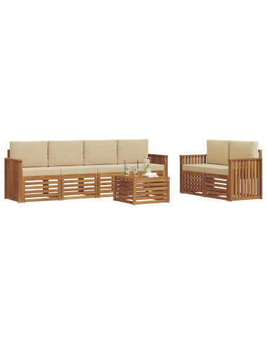 Set di divani da esterno con cuscino Naturale e Beige