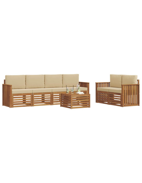 Set di divani da esterno con cuscino Naturale e Beige