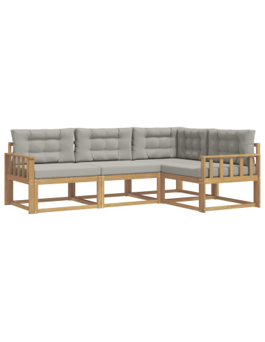 Set di divani da esterno 3 pcs Bianco e Grigio Chiaro