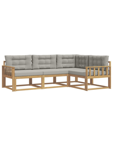 Set di divani da esterno 3 pcs Bianco e Grigio Chiaro