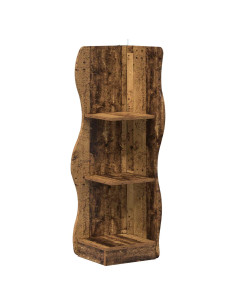 Mensola angolare con lo scaffale Legno antico 34 x 33 x 102 cm 2