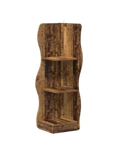 Mensola angolare con lo scaffale Legno antico 34 x 33 x 102 cm