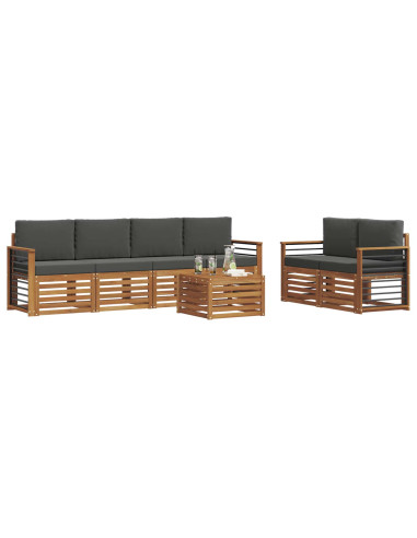 Set di divani da esterno con cuscino 7 pcs Naturale e Antracite
