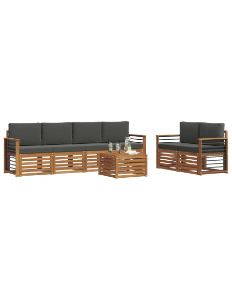 Set di divani da esterno con cuscino 7 pcs Naturale e Antracite