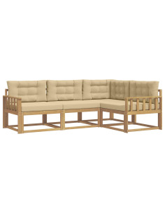 Set di divani da esterno 3 pcs Bianco e Beige Poliestere 2