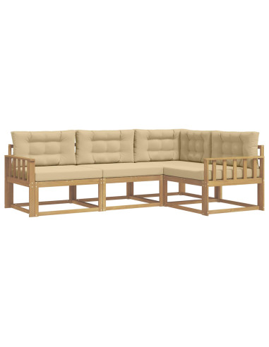 Set di divani da esterno 3 pcs Bianco e Beige Poliestere