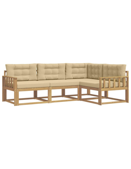Set di divani da esterno 3 pcs Bianco e Beige Poliestere