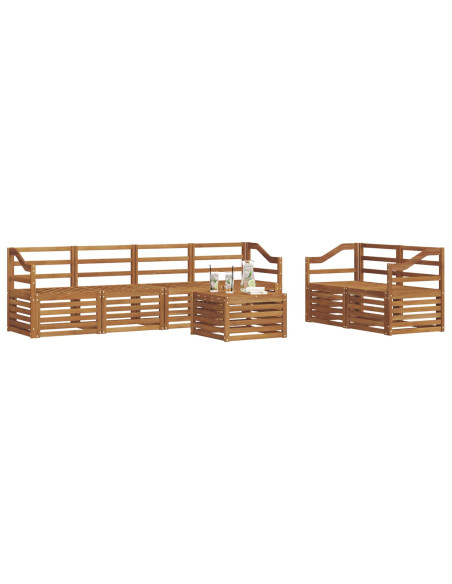 Set divani 7 pcs Naturale Legno di Acacia Massello